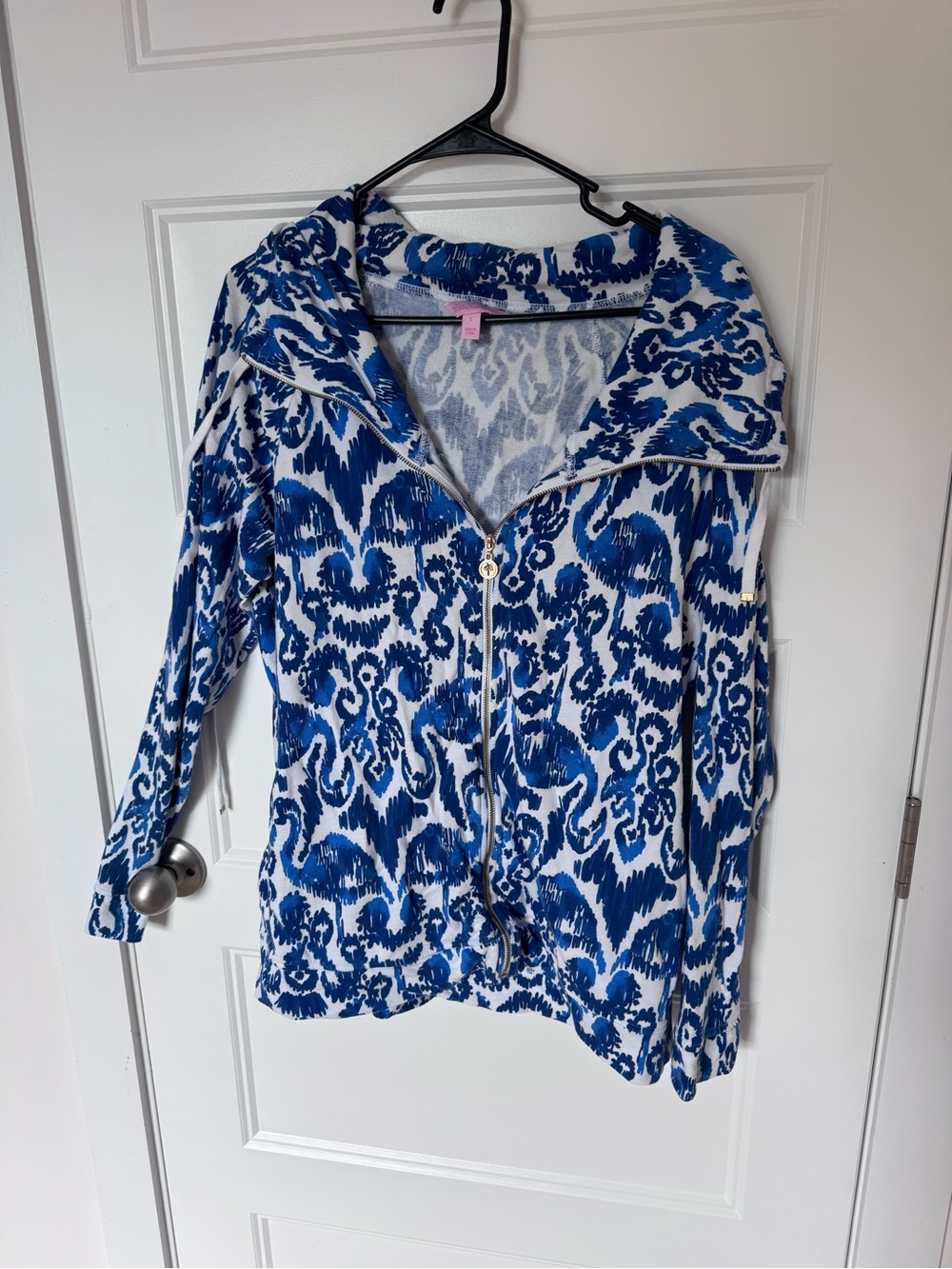 Lilly Pulitzer Blue and White Zip Hoodie